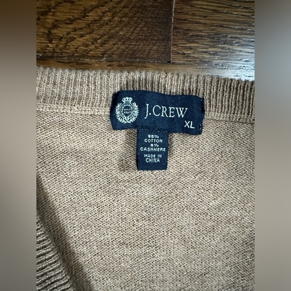 J Crew Cotton Cashmere Blend Sweater Pullover Knit V Neck Lightweight Brown XL - Picture 4 of 5